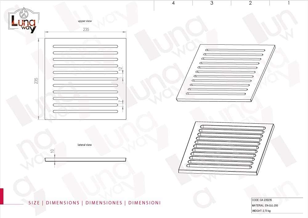 Griglia in ghisa CM. 23,50x23,50 H. SP. 1 - immagine 5