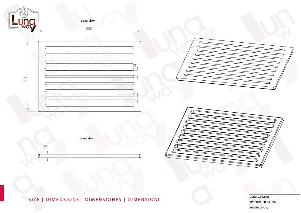 Griglia in ghisa CM. 30x20,60 H. SP.1 - immagine 4