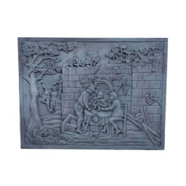 Lastra in ghisa per camino Taverna cm. 80×60 H. sp. 1,2