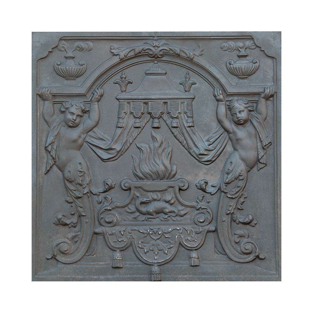 Lastra in ghisa decorata Putti