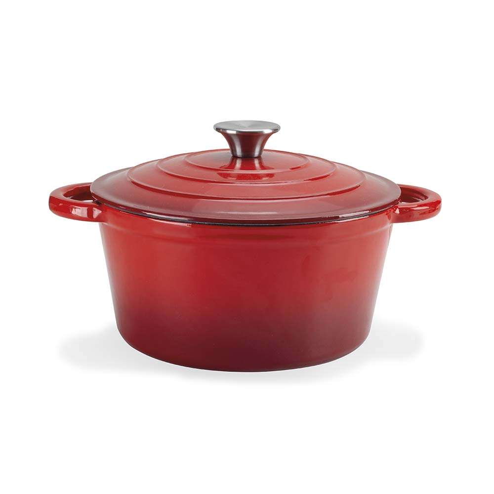 Ø 24 cm Navaris Pentola in ghisa teglia Smaltata Resistente alle Temperature – Tutti i cibi e Le superfici di Cottura – Lavabile in lavastoviglie 3,5 l 