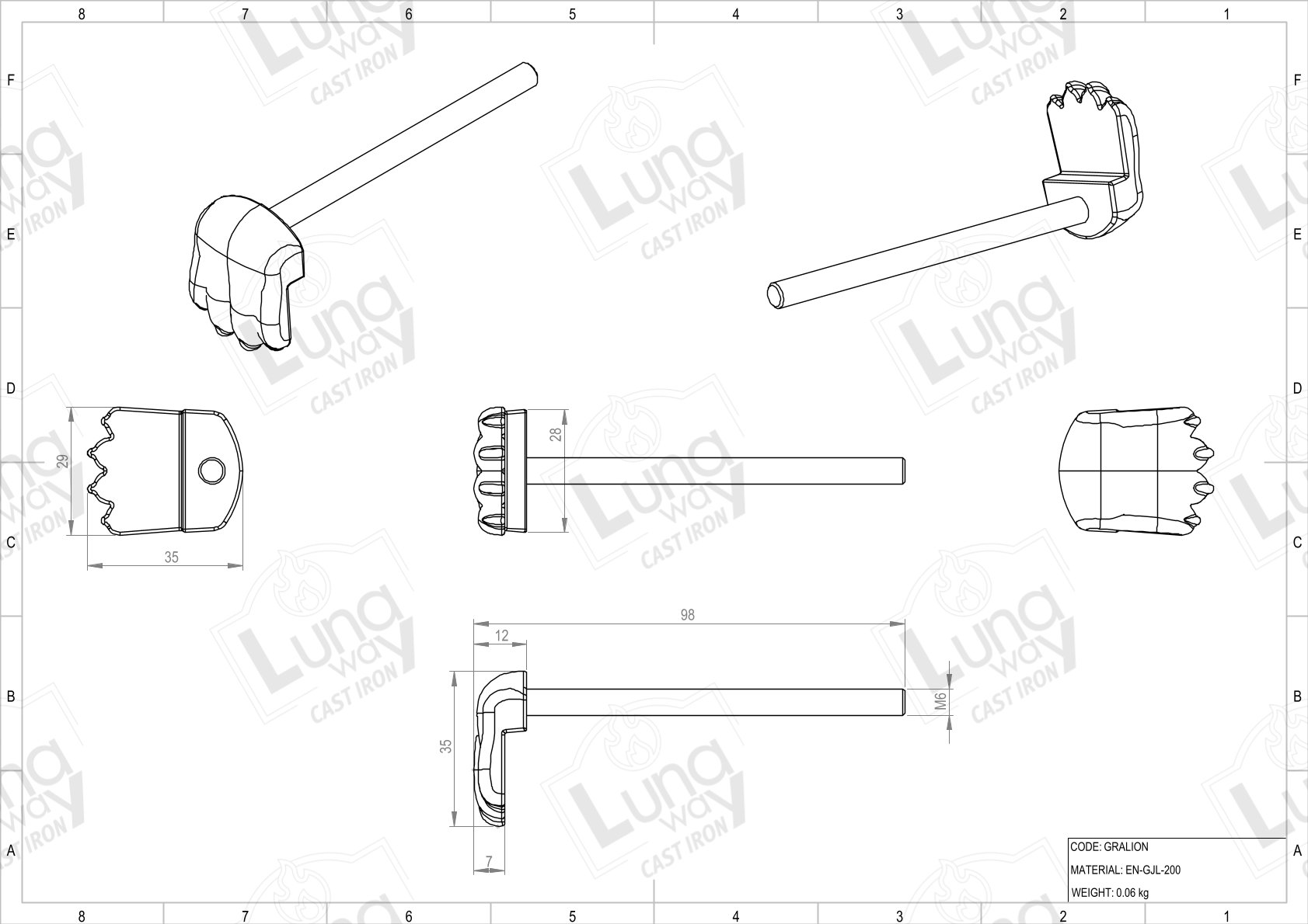 Lunaway Grappe di Fissaggio LION 2,9 x 9,8 x 3,5 h cm - immagine 3