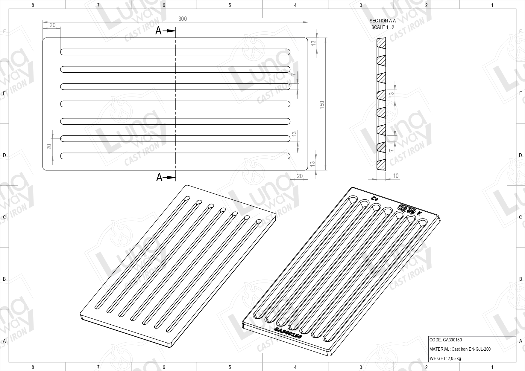 Griglia in ghisa 30x15 Spessore 1 cm - immagine 4