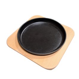 Piatto in Ghisa Smaltata + Base in Legno di Faggio