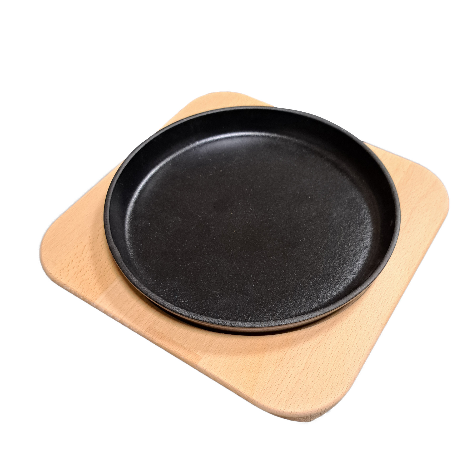 Piatto in Ghisa Smaltata + Base in Legno di Faggio