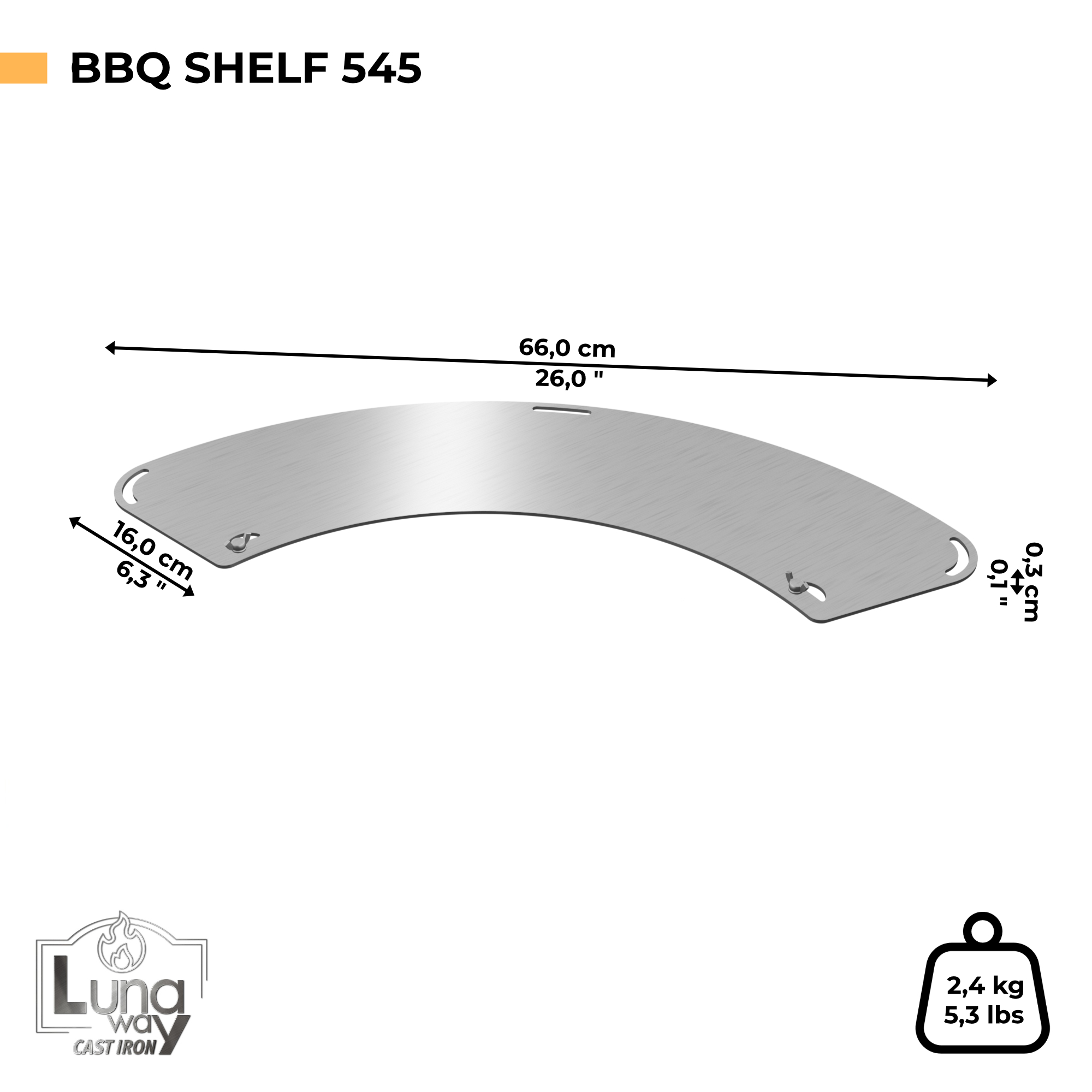 BBQ SHELF 545 - Ripiani d'Appoggio in Acciaio Inox per BBQ - immagine 2
