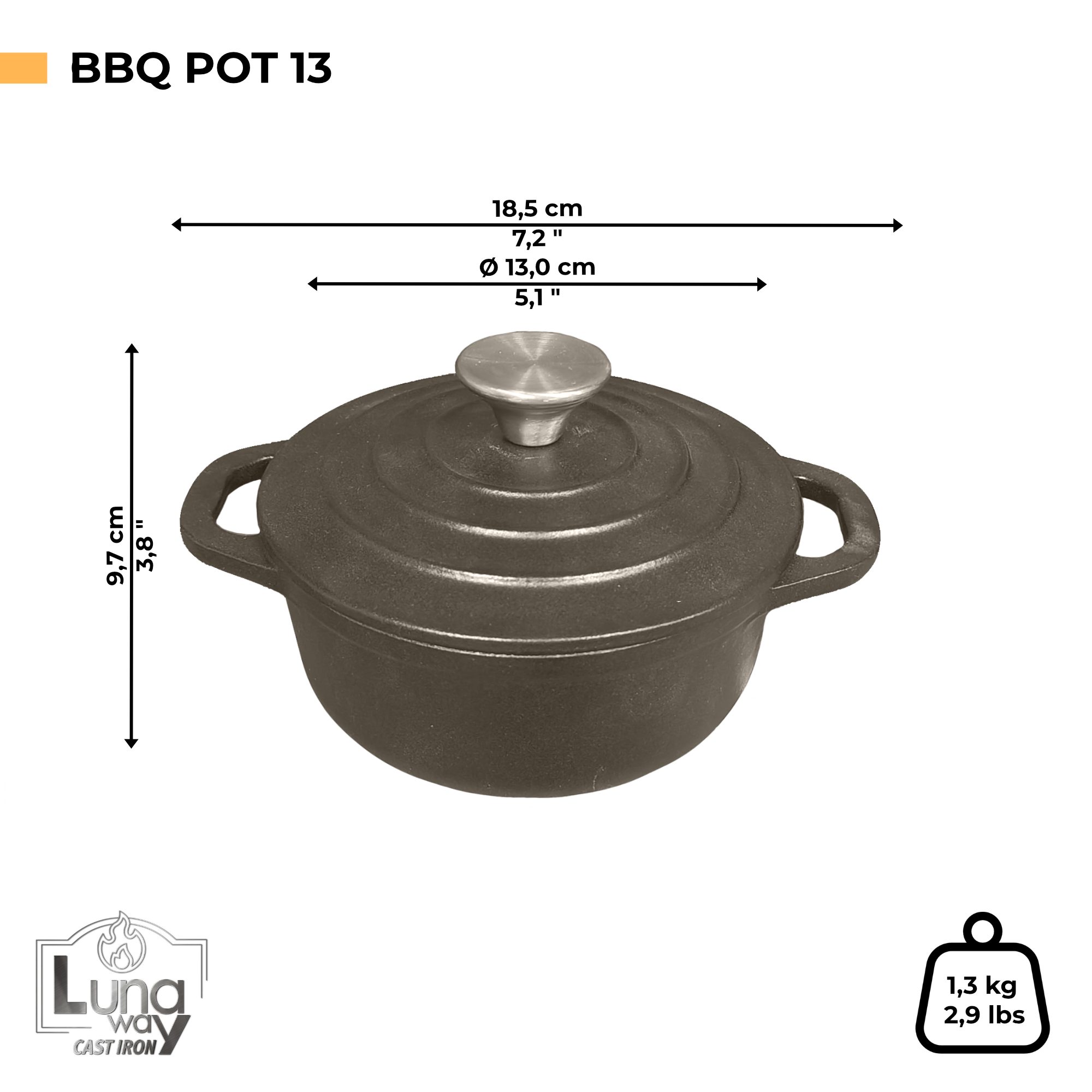 Mini Cocotte - Pentolina Ø 13cm in Ghisa Smaltata - immagine 3